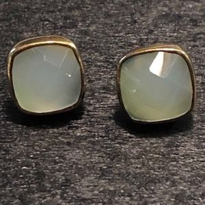 Margaret Elizabeth Blue Chalcedony Cushion Cut Stud Earrings